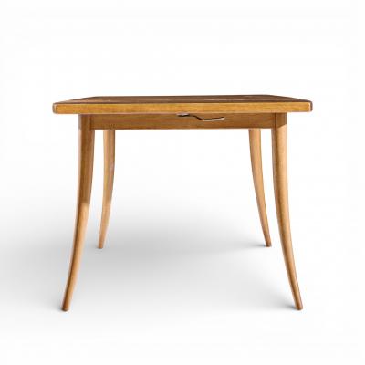 Harvey Probber Harvey Probber Mid Century Bleached Mahogany Saber Leg Dining Table with 1 Leaf