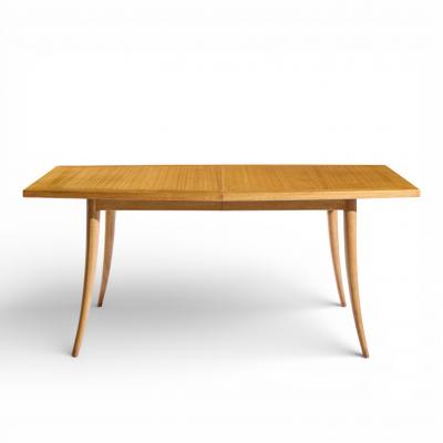 Harvey Probber Harvey Probber Mid Century Bleached Mahogany Saber Leg Dining Table with 1 Leaf