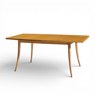 Harvey Probber Harvey Probber Mid Century Bleached Mahogany Saber Leg Dining Table with 1 Leaf