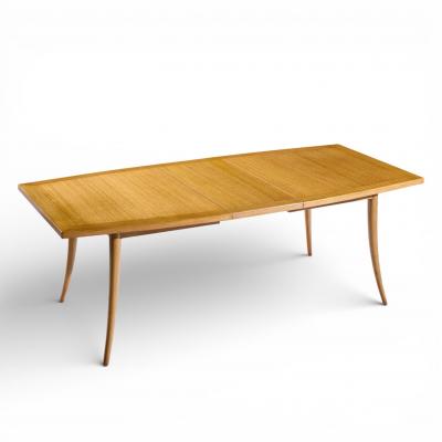 Harvey Probber Harvey Probber Mid Century Bleached Mahogany Saber Leg Dining Table with 1 Leaf