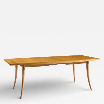 Harvey Probber Harvey Probber Mid Century Bleached Mahogany Saber Leg Dining Table with 1 Leaf
