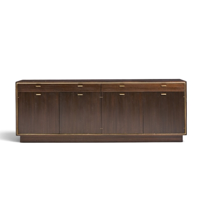 Harvey Probber Harvey Probber Mid Century Brass and Mahogany Credenza