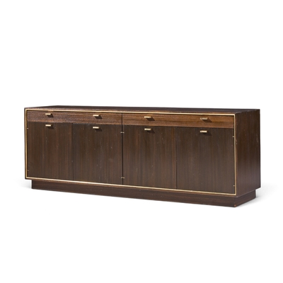 Harvey Probber Harvey Probber Mid Century Brass and Mahogany Credenza