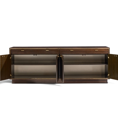 Harvey Probber Harvey Probber Mid Century Brass and Mahogany Credenza