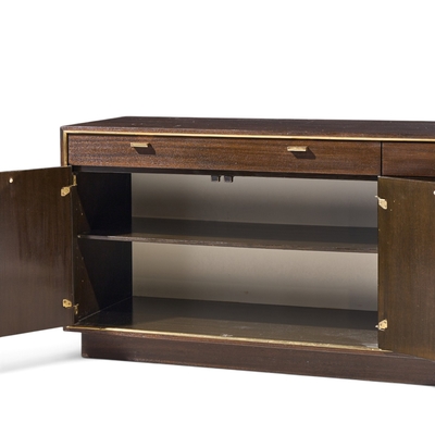 Harvey Probber Harvey Probber Mid Century Brass and Mahogany Credenza