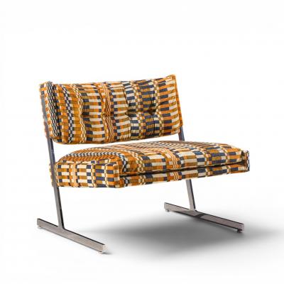 Harvey Probber Harvey Probber Mid Century Cantilevered Chrome Slipper Lounge Chairs Pair