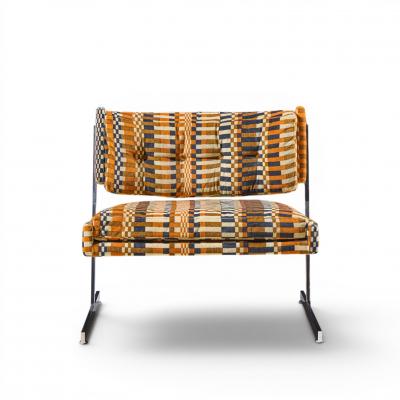 Harvey Probber Harvey Probber Mid Century Cantilevered Chrome Slipper Lounge Chairs Pair