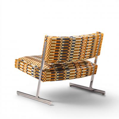 Harvey Probber Harvey Probber Mid Century Cantilevered Chrome Slipper Lounge Chairs Pair