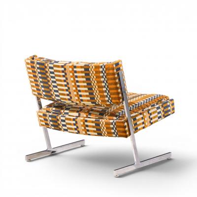 Harvey Probber Harvey Probber Mid Century Cantilevered Chrome Slipper Lounge Chairs Pair