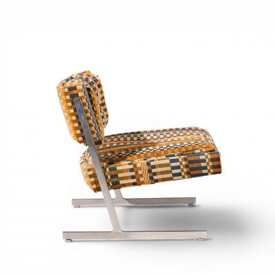 Harvey Probber Harvey Probber Mid Century Cantilevered Chrome Slipper Lounge Chairs Pair