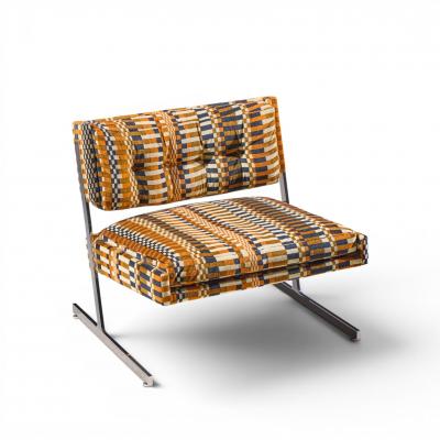 Harvey Probber Harvey Probber Mid Century Cantilevered Chrome Slipper Lounge Chairs Pair
