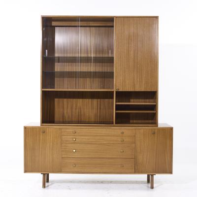 Harvey Probber Harvey Probber Mid Century Mahogany and Brass Credenza and Hutch