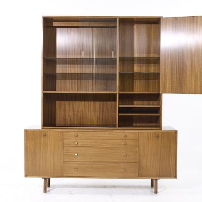 Harvey Probber Harvey Probber Mid Century Mahogany and Brass Credenza and Hutch