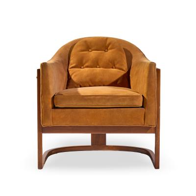 Harvey Probber Harvey Probber Mid Century Walnut Barrel Lounge Chairs Pair