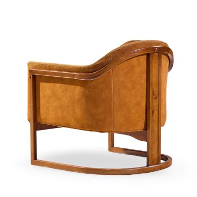 Harvey Probber Harvey Probber Mid Century Walnut Barrel Lounge Chairs Pair