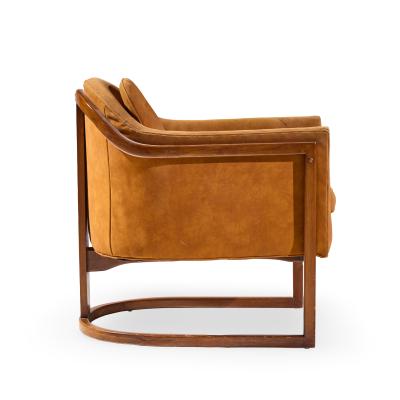 Harvey Probber Harvey Probber Mid Century Walnut Barrel Lounge Chairs Pair