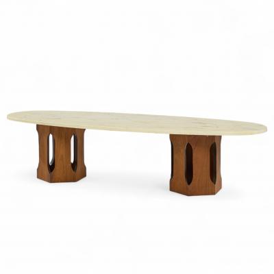 Harvey Probber Harvey Probber Mid Century Walnut and Stone Coffee Table