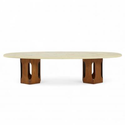 Harvey Probber Harvey Probber Mid Century Walnut and Stone Coffee Table