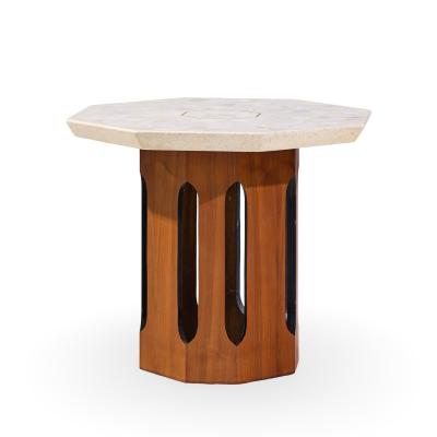 Harvey Probber Harvey Probber Mid Century Walnut and Terrazzo Side End Tables Pair
