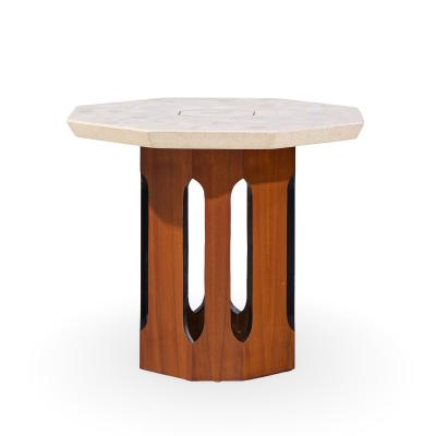 Harvey Probber Harvey Probber Mid Century Walnut and Terrazzo Side End Tables Pair