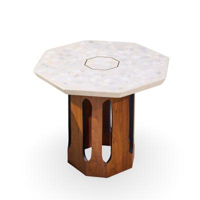 Harvey Probber Harvey Probber Mid Century Walnut and Terrazzo Side End Tables Pair