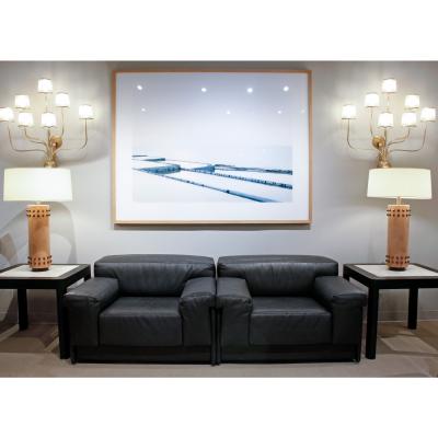 Harvey Probber Harvey Probber Pair of Chic Raphael Lounge Chairs in Black Leather 1982 Signed 