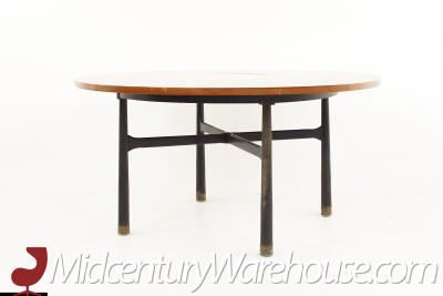 Harvey Probber Harvey Probber Round Ebonized Walnut Terrazzo and Brass Dining Table