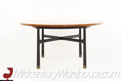 Harvey Probber Harvey Probber Round Ebonized Walnut Terrazzo and Brass Dining Table