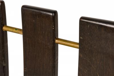 Harvey Probber Harvey Probber Scissor Form Ebonized Wood And Black Leather Side Chair