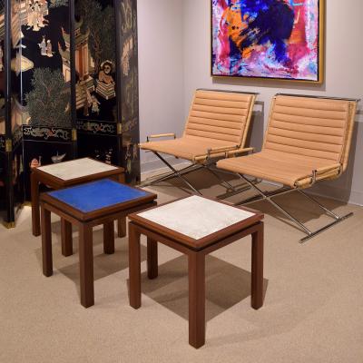 Harvey Probber Harvey Probber Set of 3 Coffee Tables with Enamel on Copper Tops 1950s