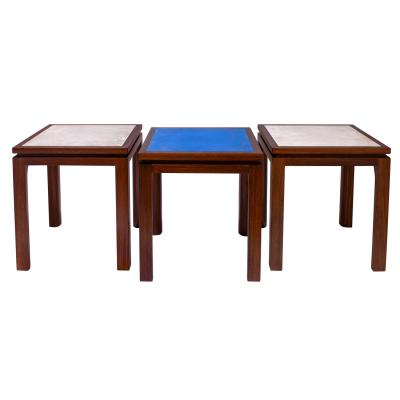 Harvey Probber Harvey Probber Set of 3 Coffee Tables with Enamel on Copper Tops 1950s