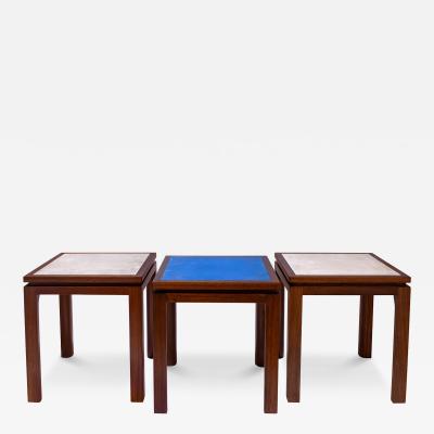 Harvey Probber Harvey Probber Set of 3 Coffee Tables with Enamel on Copper Tops 1950s