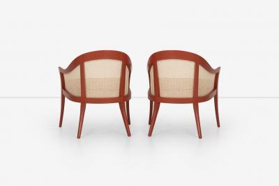 Harvey Probber Harvey Probber Set of Four Occasional Chairs Salmon Lacquer Cane 1960c