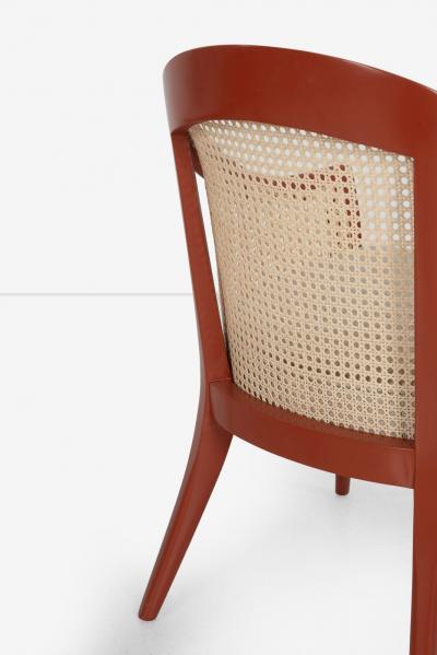 Harvey Probber Harvey Probber Set of Four Occasional Chairs Salmon Lacquer Cane 1960c