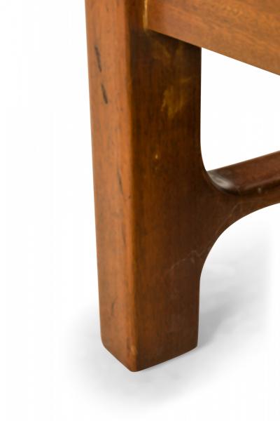 Harvey Probber Harvey Probber Shaped Walnut and Geometric Brown Upholstered Lounge Armchair