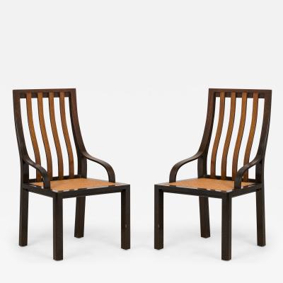 Harvey Probber Harvey Probber Slat Back Wood and Caned Seat Side Chairs