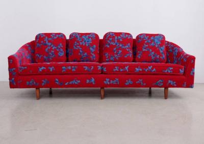 Harvey Probber Harvey Probber Sofa with Jupe by Jackie Hand Embroidered Fabric
