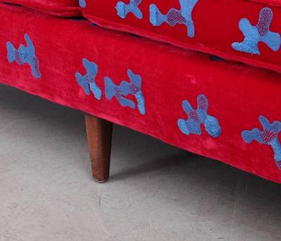Harvey Probber Harvey Probber Sofa with Jupe by Jackie Hand Embroidered Fabric