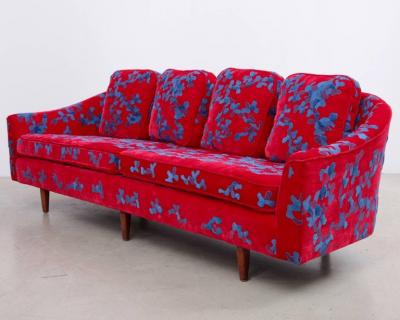 Harvey Probber Harvey Probber Sofa with Jupe by Jackie Hand Embroidered Fabric