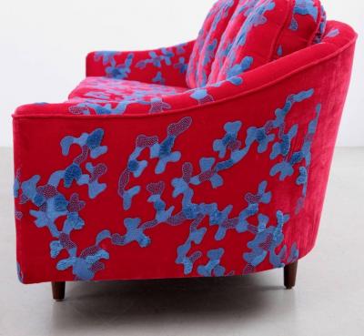 Harvey Probber Harvey Probber Sofa with Jupe by Jackie Hand Embroidered Fabric
