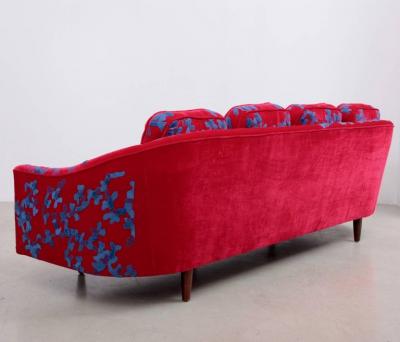 Harvey Probber Harvey Probber Sofa with Jupe by Jackie Hand Embroidered Fabric