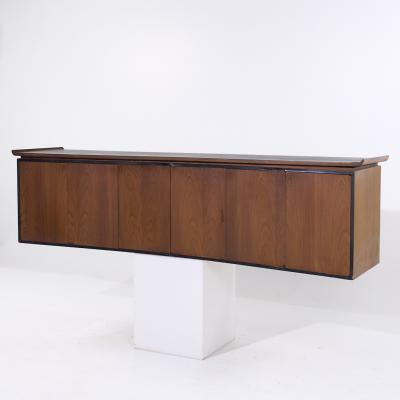 Harvey Probber Harvey Probber Style Mid Century Walnut Wall Mounted Curved Credenza