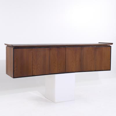Harvey Probber Harvey Probber Style Mid Century Walnut Wall Mounted Curved Credenza
