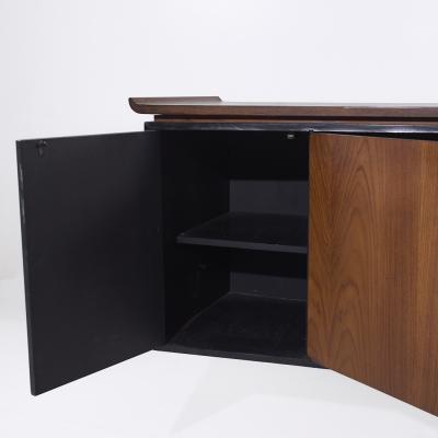 Harvey Probber Harvey Probber Style Mid Century Walnut Wall Mounted Curved Credenza