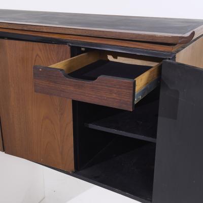 Harvey Probber Harvey Probber Style Mid Century Walnut Wall Mounted Curved Credenza