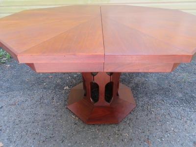 Harvey Probber Harvey Probber Style Walnut Octagon Extension Table 3 Leaves Mid Century Modern