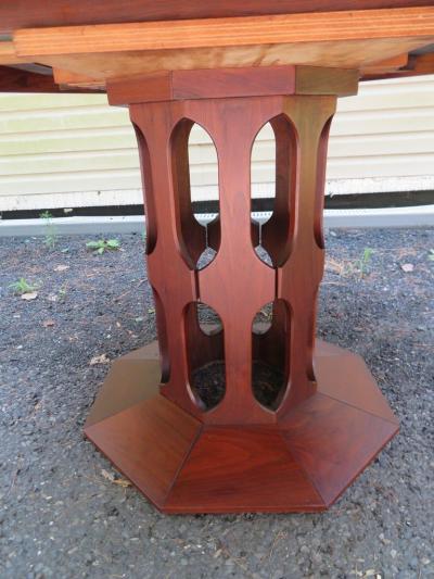 Harvey Probber Harvey Probber Style Walnut Octagon Extension Table 3 Leaves Mid Century Modern
