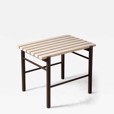 Harvey Probber Harvey Probber Terrazzo and Brass Side Table with Solid Mahogany Frame