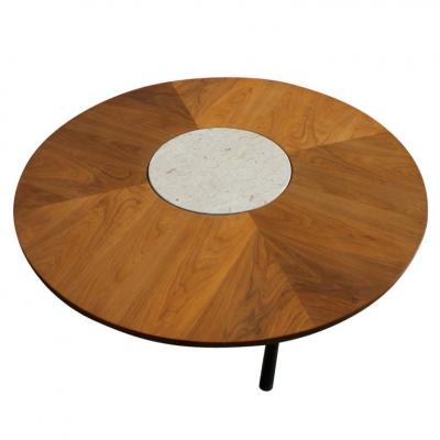 Harvey Probber Harvey Probber Walnut And Travertine Marble Table