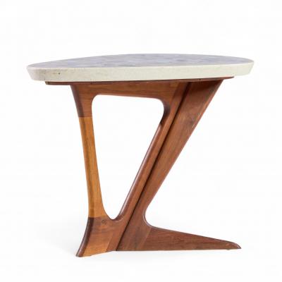 Harvey Probber Harvey Probber Walnut and Terrazzo Side End Tables Pair